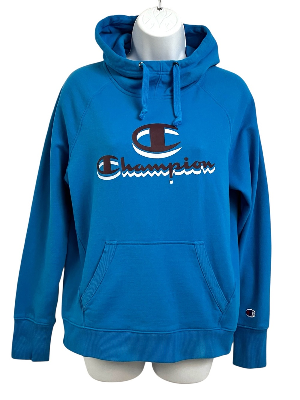 Champion Bright Blue Pullover Hoodie with Script Logo